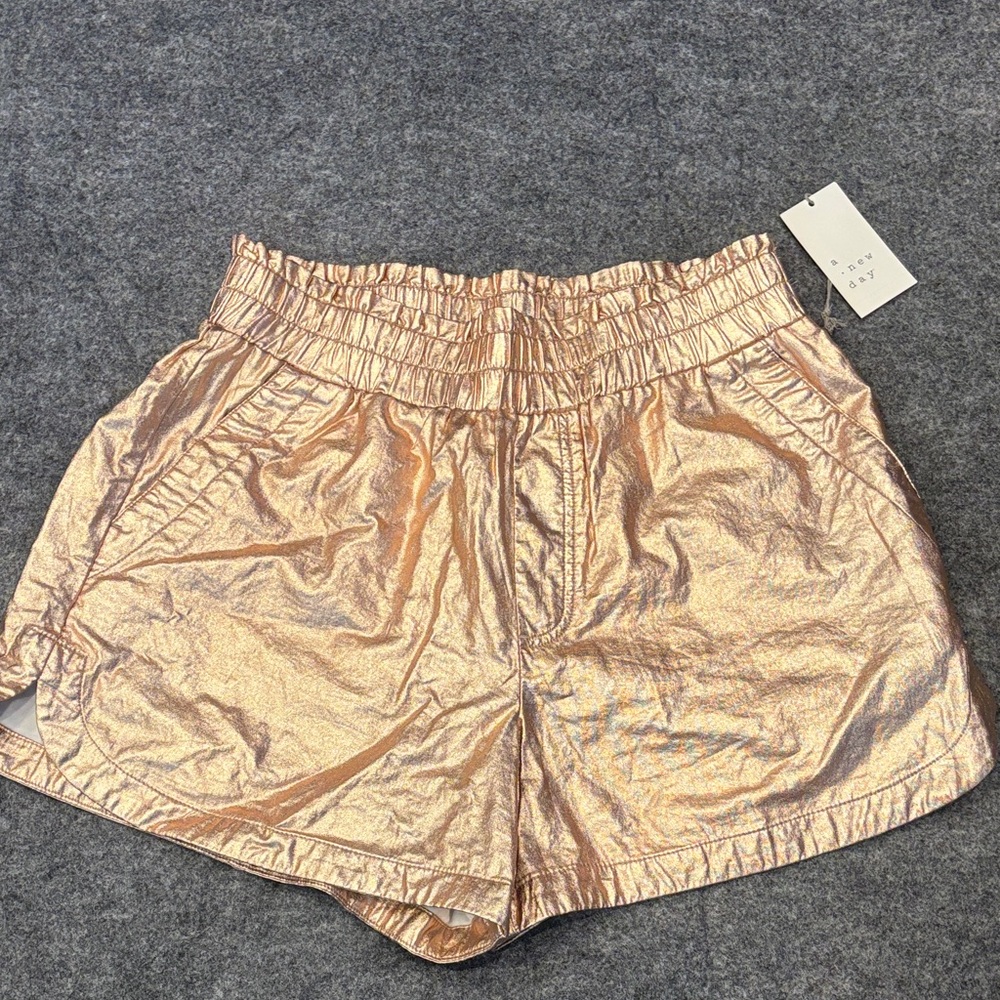 a new day Metallic Rose Athletic Elastic Waist Shorts